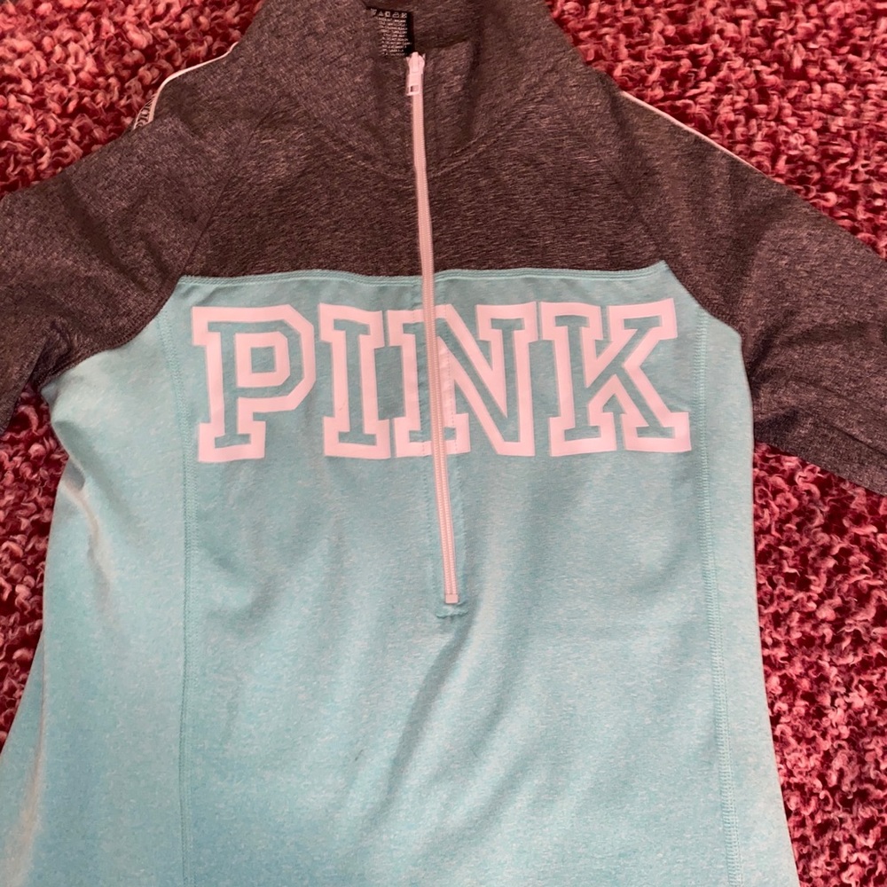PINK turquoise quarter zip